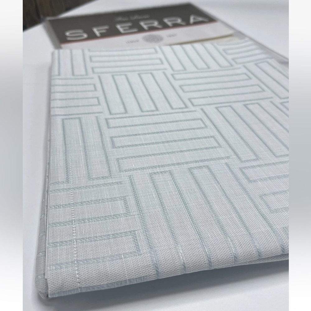 SFERRA Andello Single Euro Sham 26x26” Italy Aquamarine Cotton Linen Blend NEW